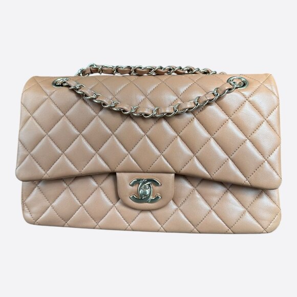 Chanel Beige Quilted Medium Flap Bag - Picture 1 of 8